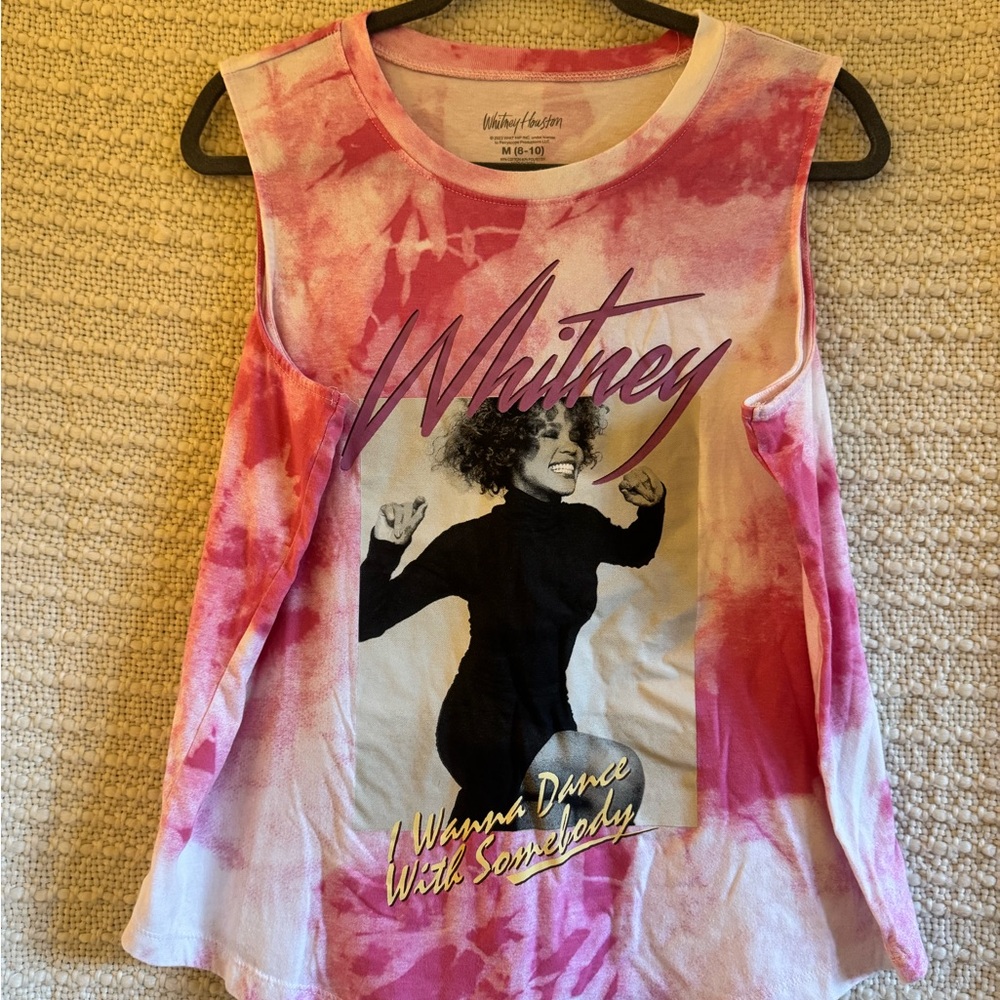 Whitney Houston Pink Tie-Dye Muscle Tee